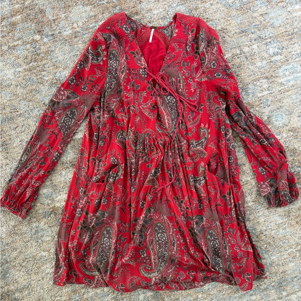 Free people pink paisley Long Sleeve Dress
